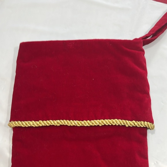 RED Velvet DYLAN STOCKING GOLD stitch embroidered Christmas COTTON lined thick - Picture 8 of 11